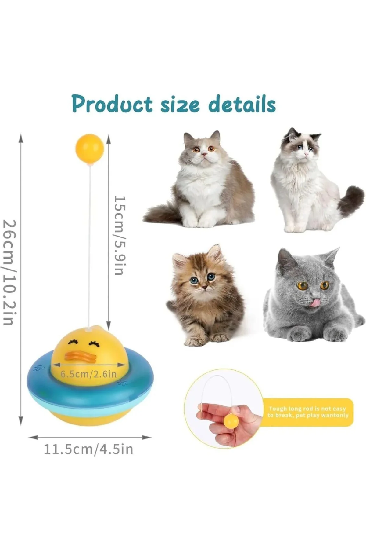 360° Dönen Ördek Şekilli İnteraktif Kedi Oyuncağı – Atıştırmalık 