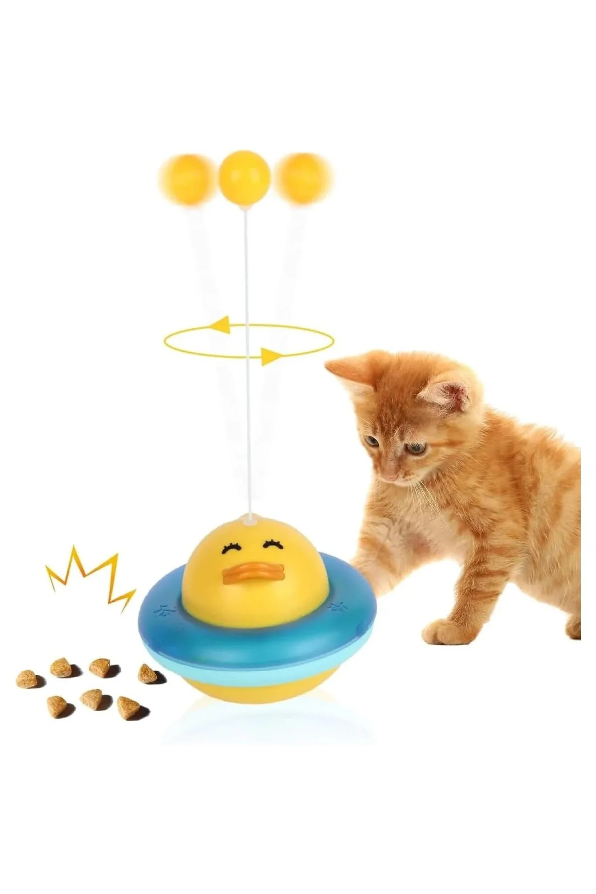 360° Dönen Ördek Şekilli İnteraktif Kedi Oyuncağı – Atıştırmalık 