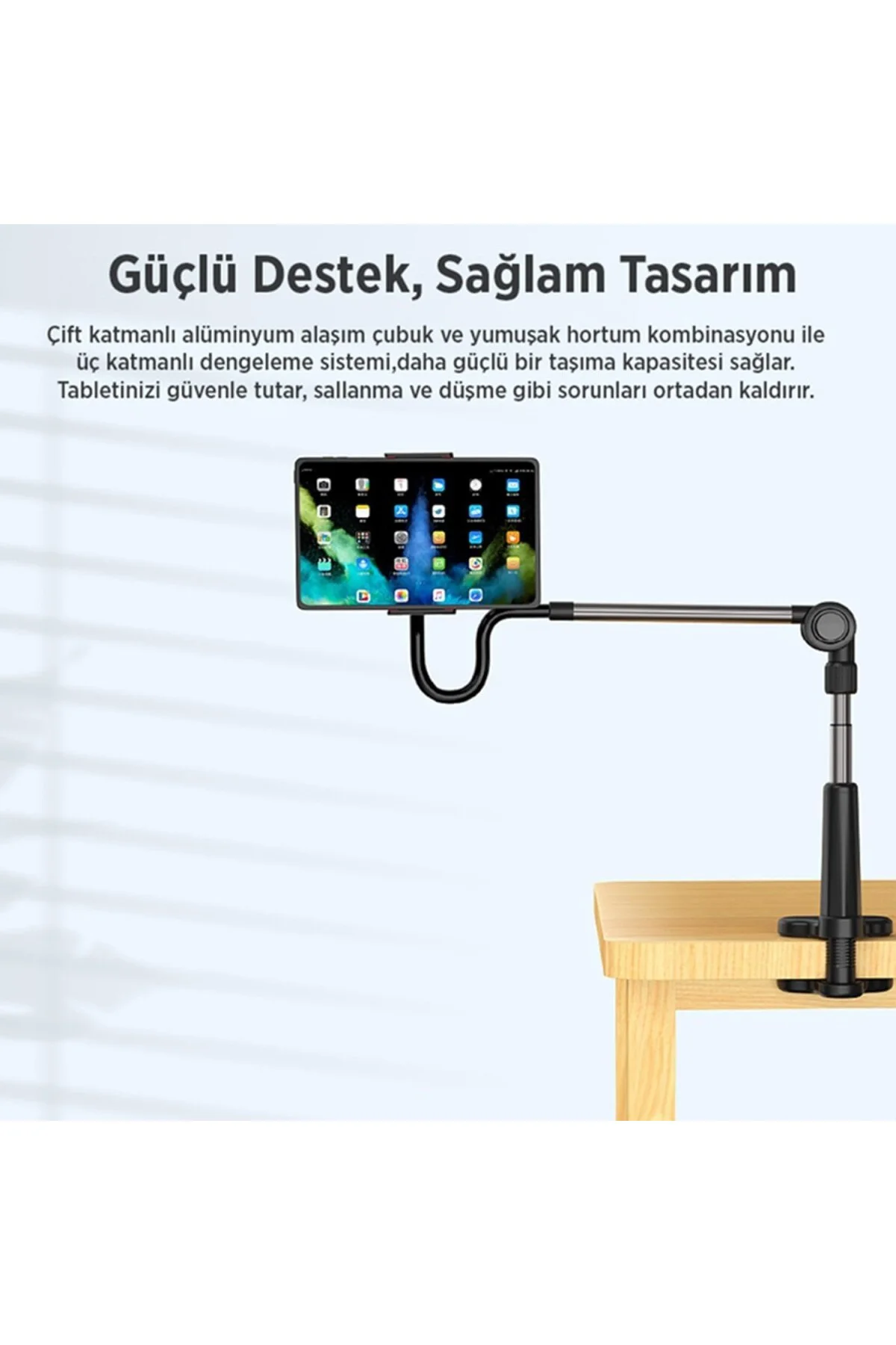 360° Dönen Uzun Kollu Ayarlanabilir Tablet ve Telefon Tutucu Stan 360° Dönen Uzun Kollu Ayarlanabilir Tablet ve Telefon Tutucu Stan