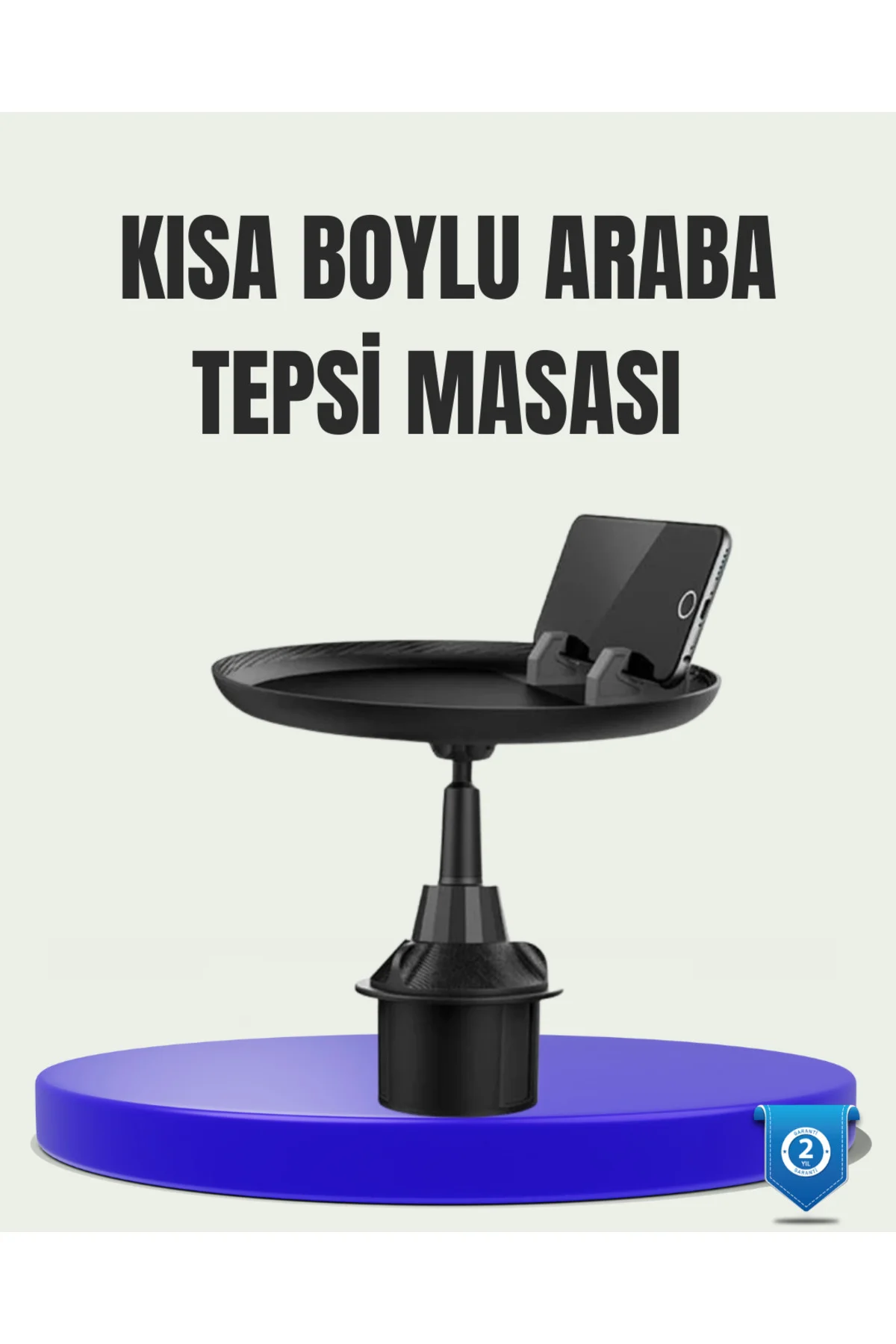 360° Döner Araç Bardaklık Tepsisi Geniş Yemek Alanlı Telefon Standlı