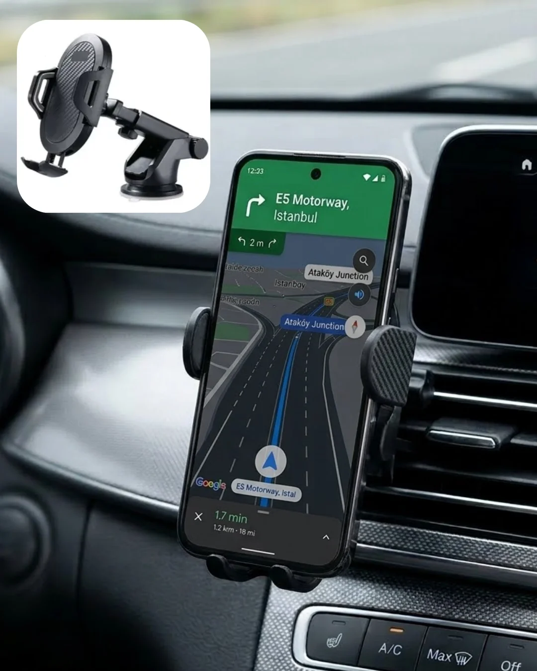 360° Döner Araç Telefon Tutucu Otomatik Kilit Mekanizmalı Stand Fiyatı, Yorumları ve Özellikleri