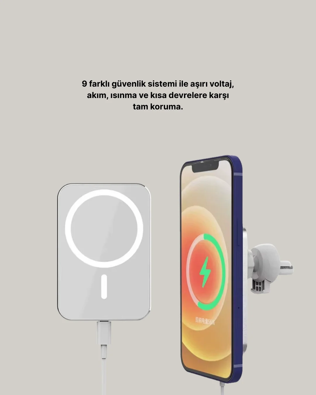 360° Döner Başlıklı MagSafe Araç Telefon Tutucu 15W Güvenli Kablosuz Şarj Fiyatı, Yorumları ve Özellikleri