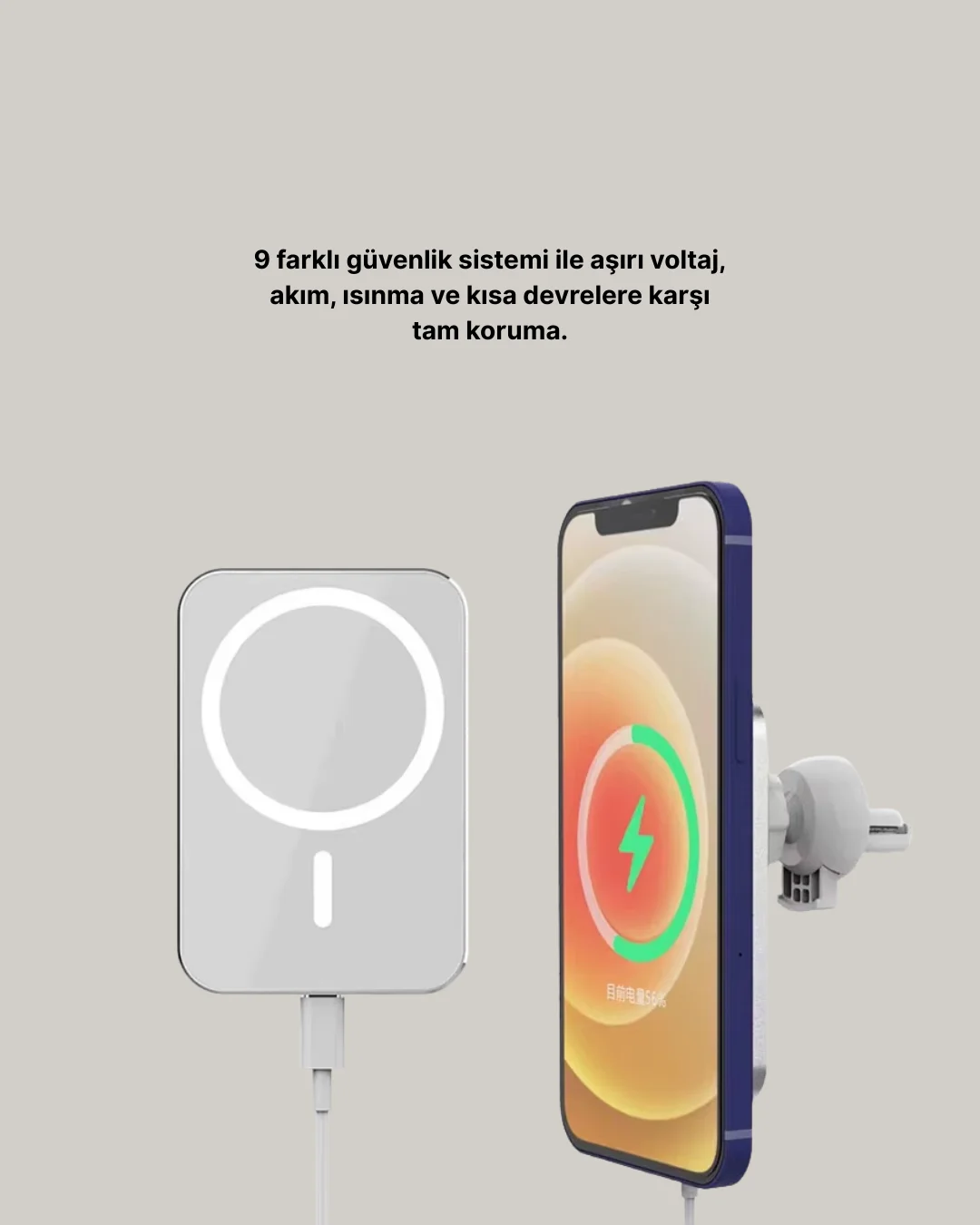 360° Döner Başlıklı MagSafe Araç Telefon Tutucu 15W Güvenli Kablosuz Şarj 360° Döner Başlıklı MagSafe Araç Telefon Tutucu 15W Güvenli Kablosuz Şarj