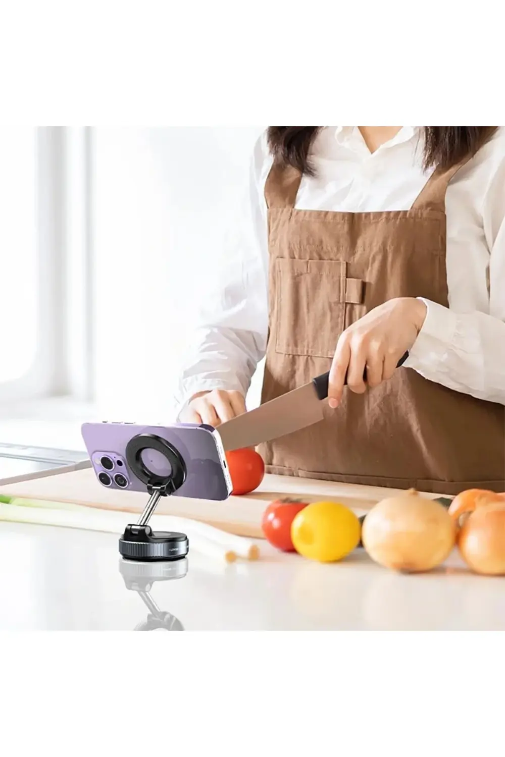 360° Döner Başlıklı Vakumlu Emişli Manyetik Telefon Tutucu – Güçl