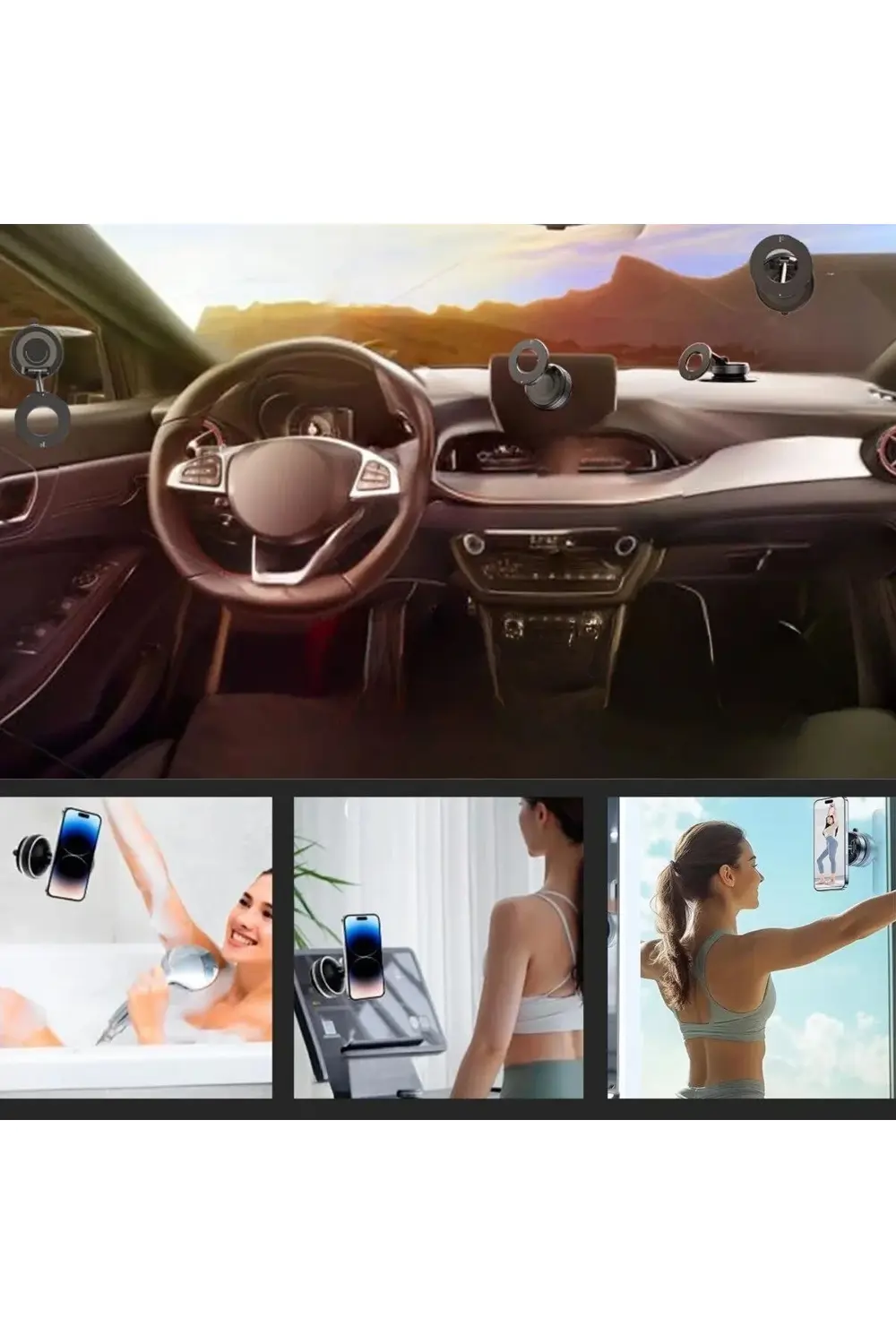 360° Döner Başlıklı Vakumlu Emişli Manyetik Telefon Tutucu – Güçl