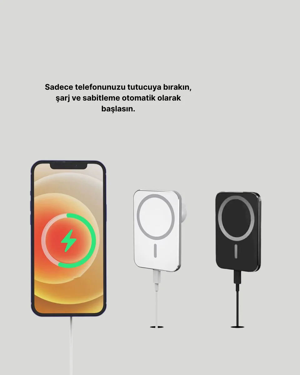360° Döner MagSafe Araç Telefon Tutucu ve 15W Güvenli Şarj Cihazı