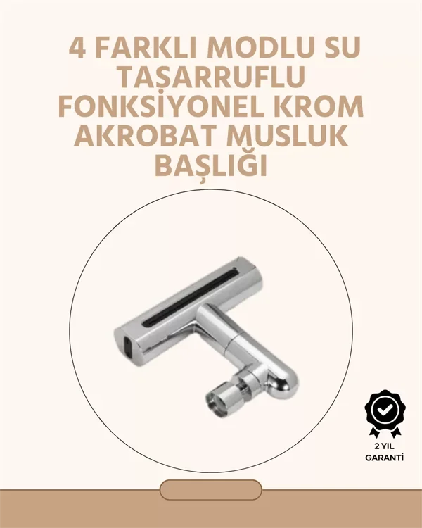 360° Dönüşlü Su Akışı Başlığı | 4'ü 1 Arada Kullanım - Lisinya