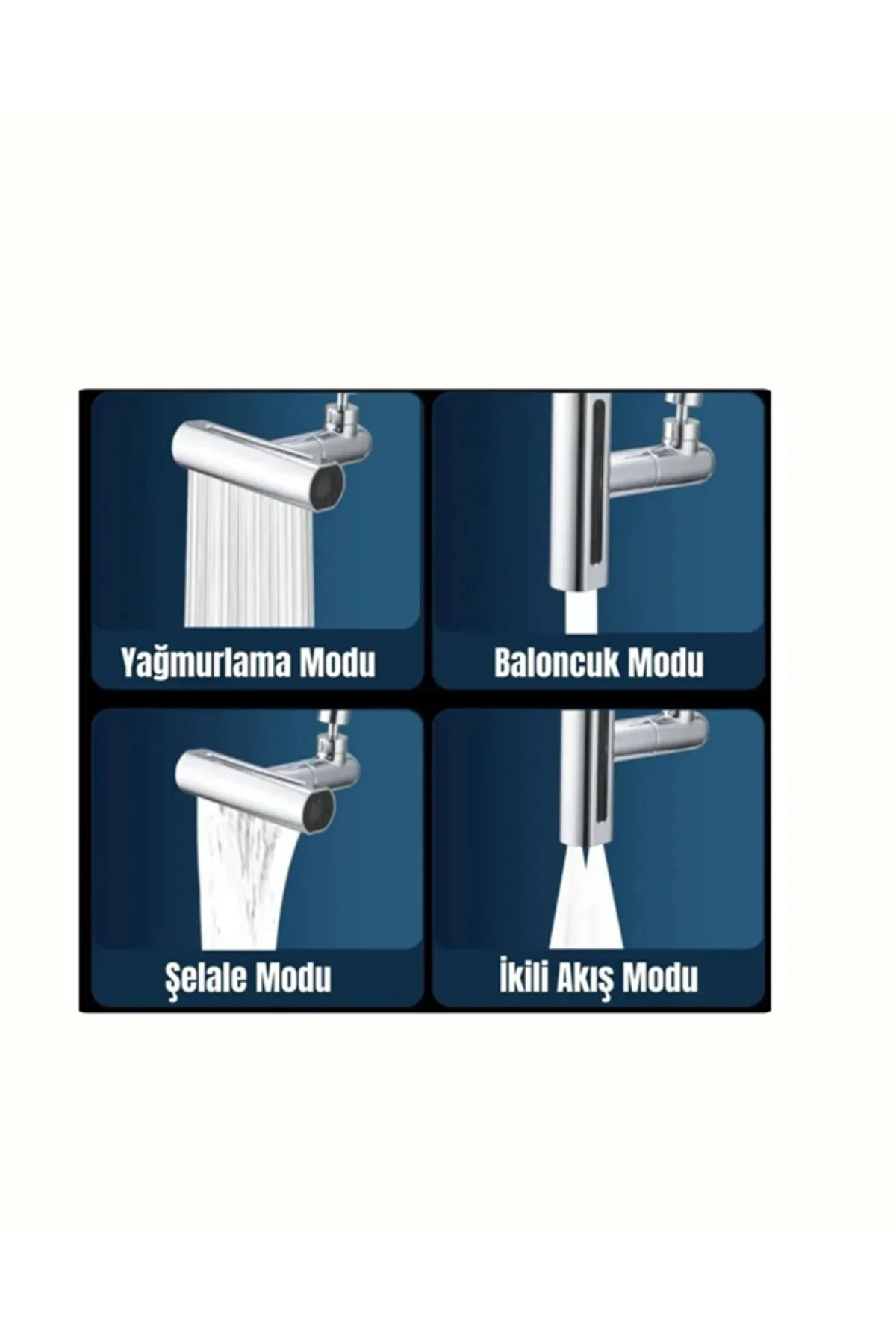 360° Dönüşlü Su Akışı Başlığı | 4'ü 1 Arada Kullanım - Lisinya