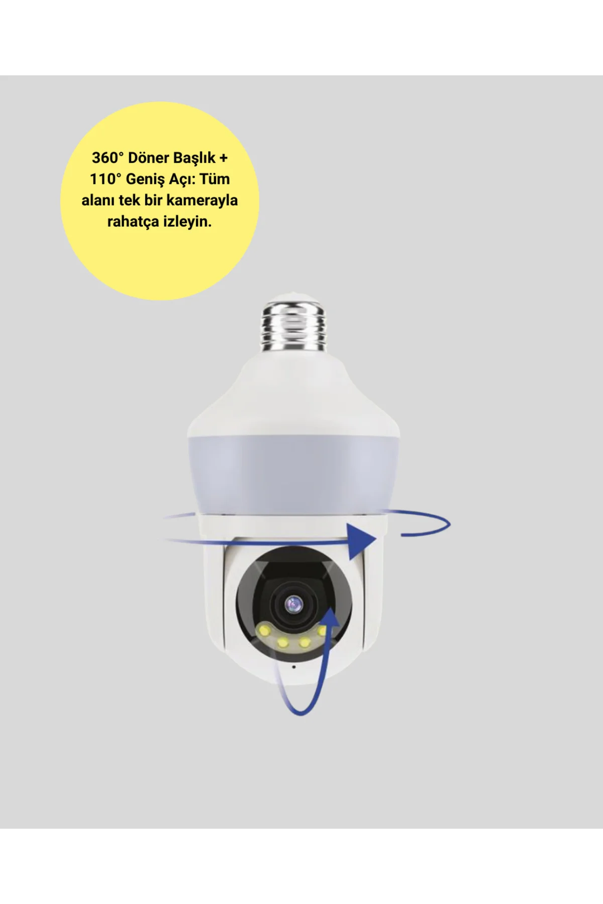 360° Full HD Wi-Fi Akıllı Ampül Kamera Gece Görüşlü - Lisinya