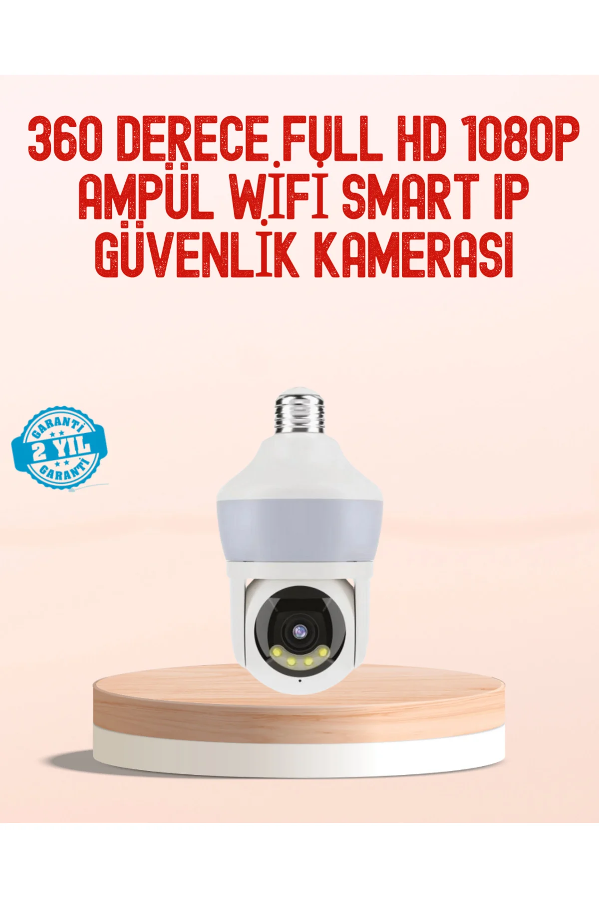 360° Full HD Wi-Fi Akıllı Ampül Kamera Gece Görüşlü