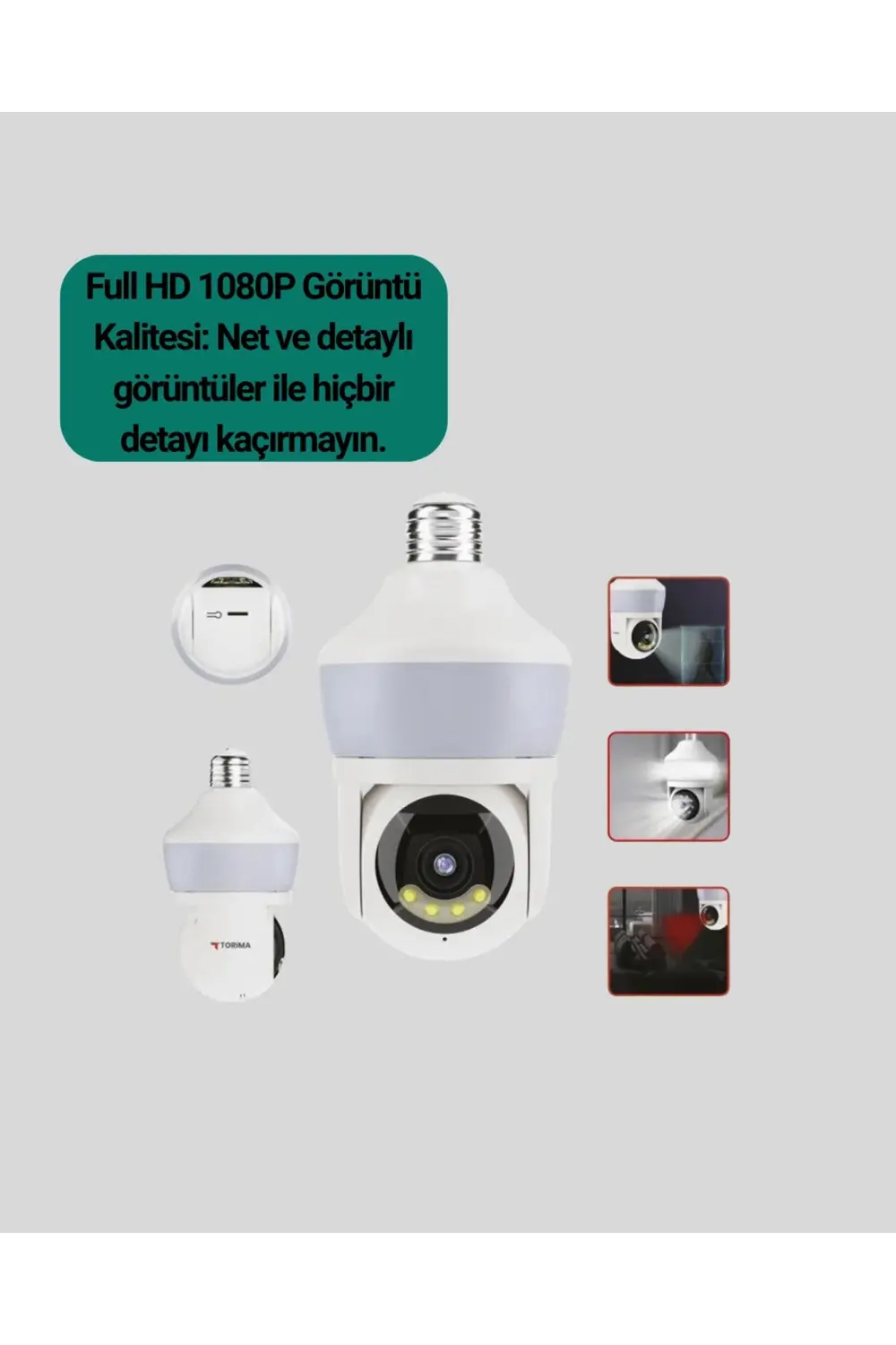 360° Full HD Wi-Fi Akıllı Ampül Kamera Gece Görüşlü