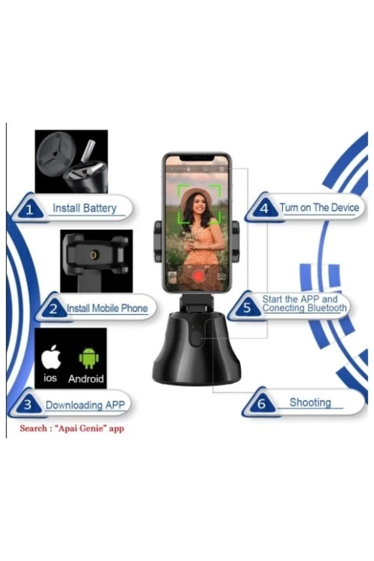 360° Hareket Algılayıcı Sensörlü Akıllı Çekim Selfie Video Takip 