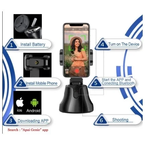 360° Hareket Algılayıcı Sensörlü Akıllı Çekim Selfie Video Takip Tripodu 360° Hareket Algılayıcı Sensörlü Akıllı Çekim Selfie Video Takip Tripodu