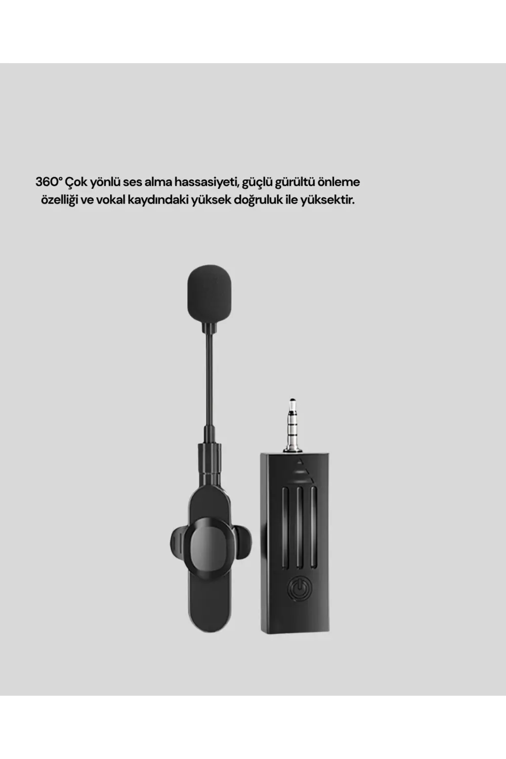 360° Kablosuz Yaka Mikrofonu – Gürültü Engelleme, 60m Menzil, Typ