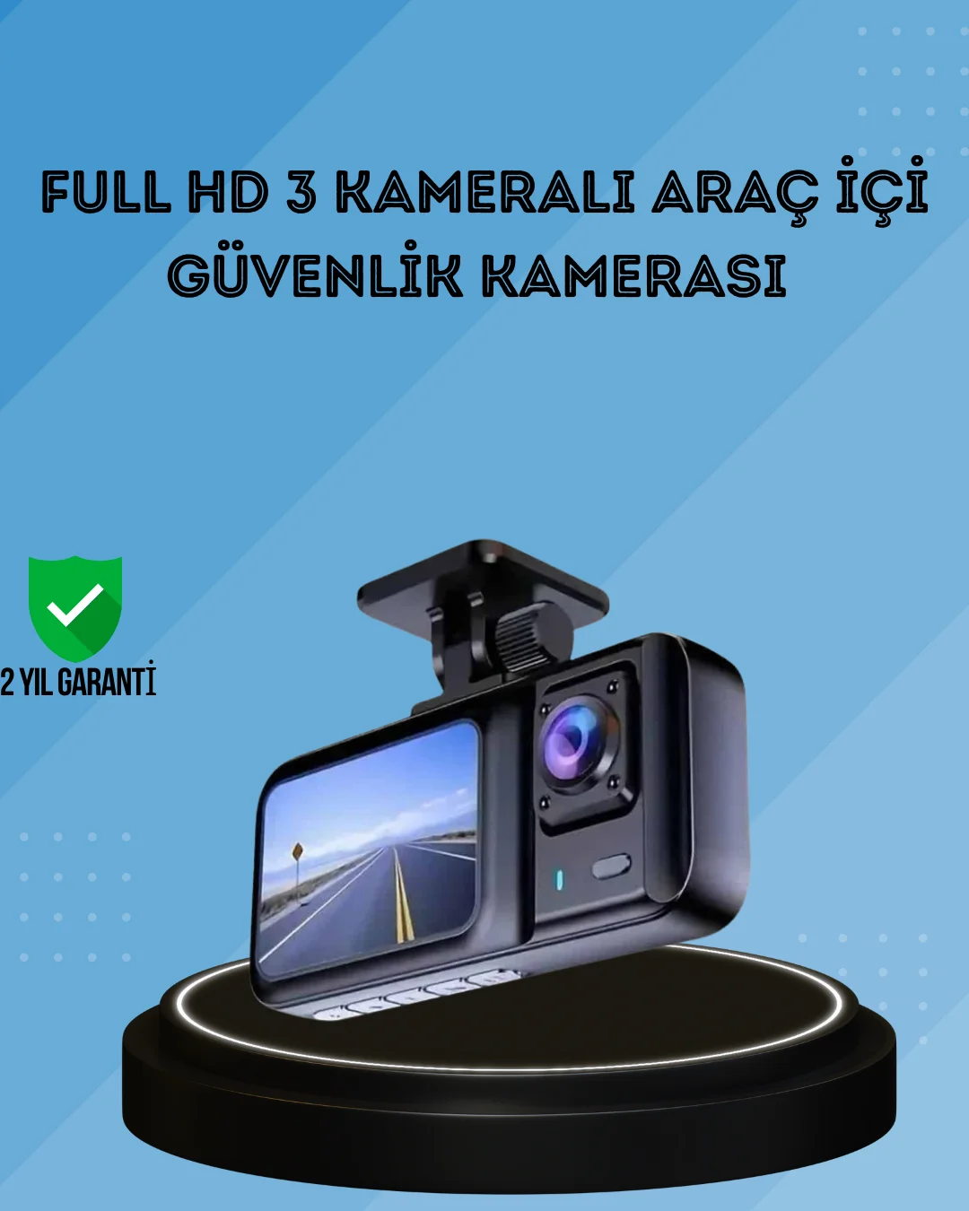 360° Kapsama Sahip Full HD Araç Kamerası 3’lü Kayıt Gece Görüşlü DashCam 360° Kapsama Sahip Full HD Araç Kamerası 3’lü Kayıt Gece Görüşlü DashCam