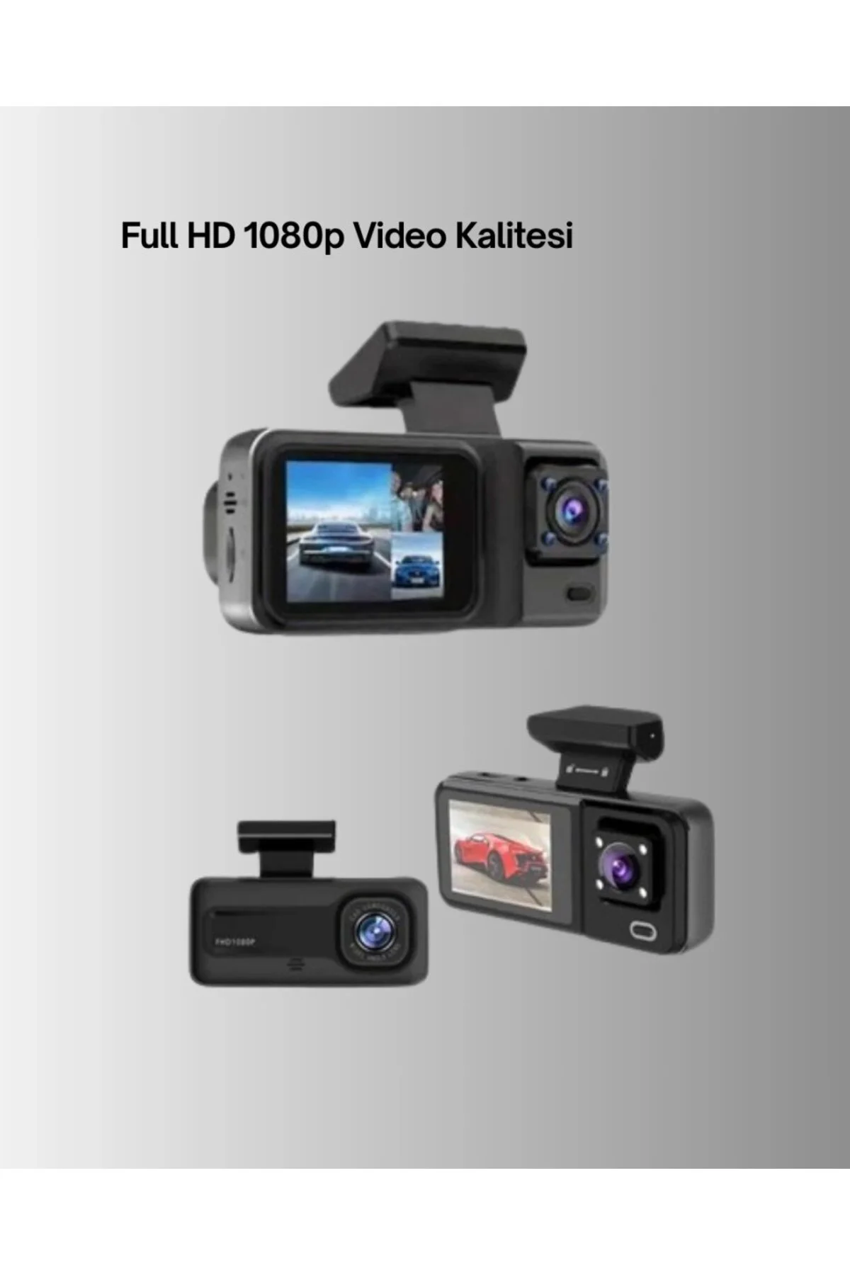 360° Kapsama Sahip Full Hd Araç Kamerası 3’lü Kayıt Gece Görüşlü Dashcam