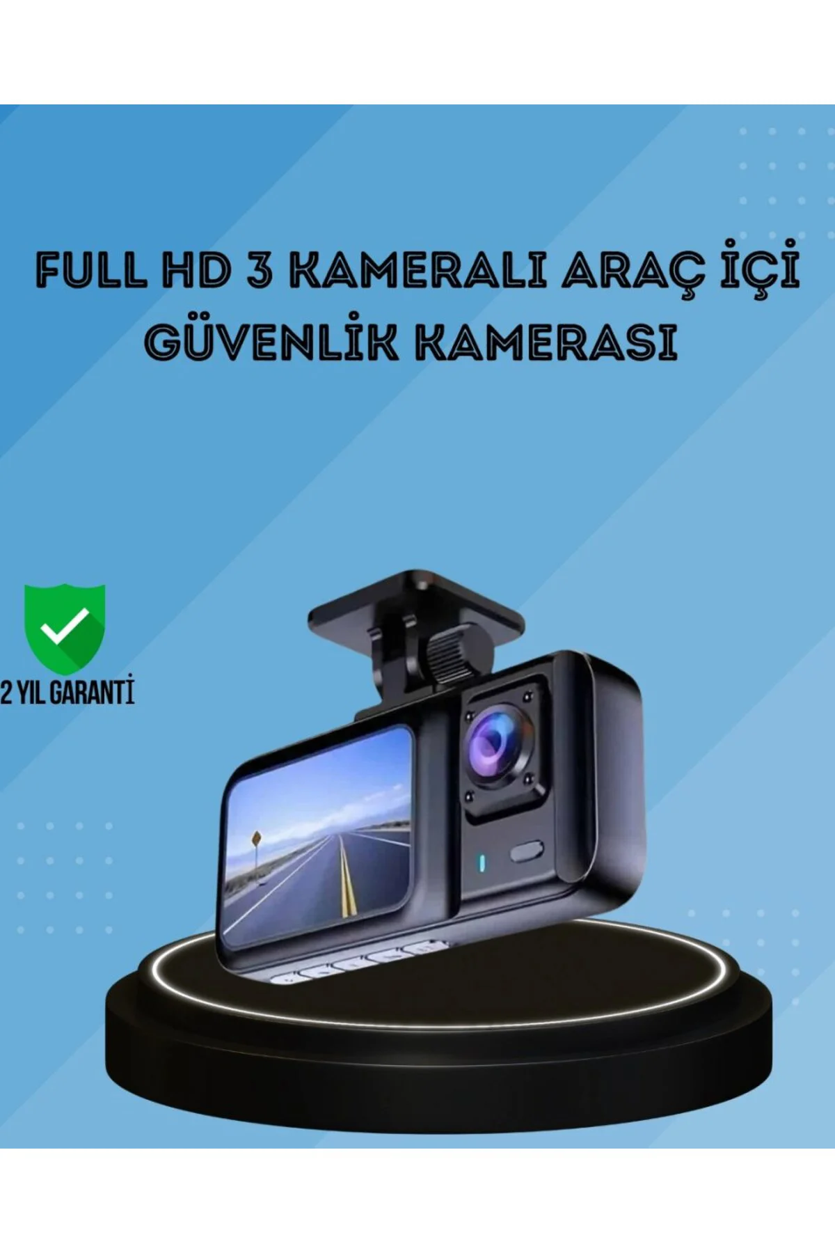 360° Kapsama Sahip Full Hd Araç Kamerası 3’lü Kayıt Gece Görüşlü Dashcam