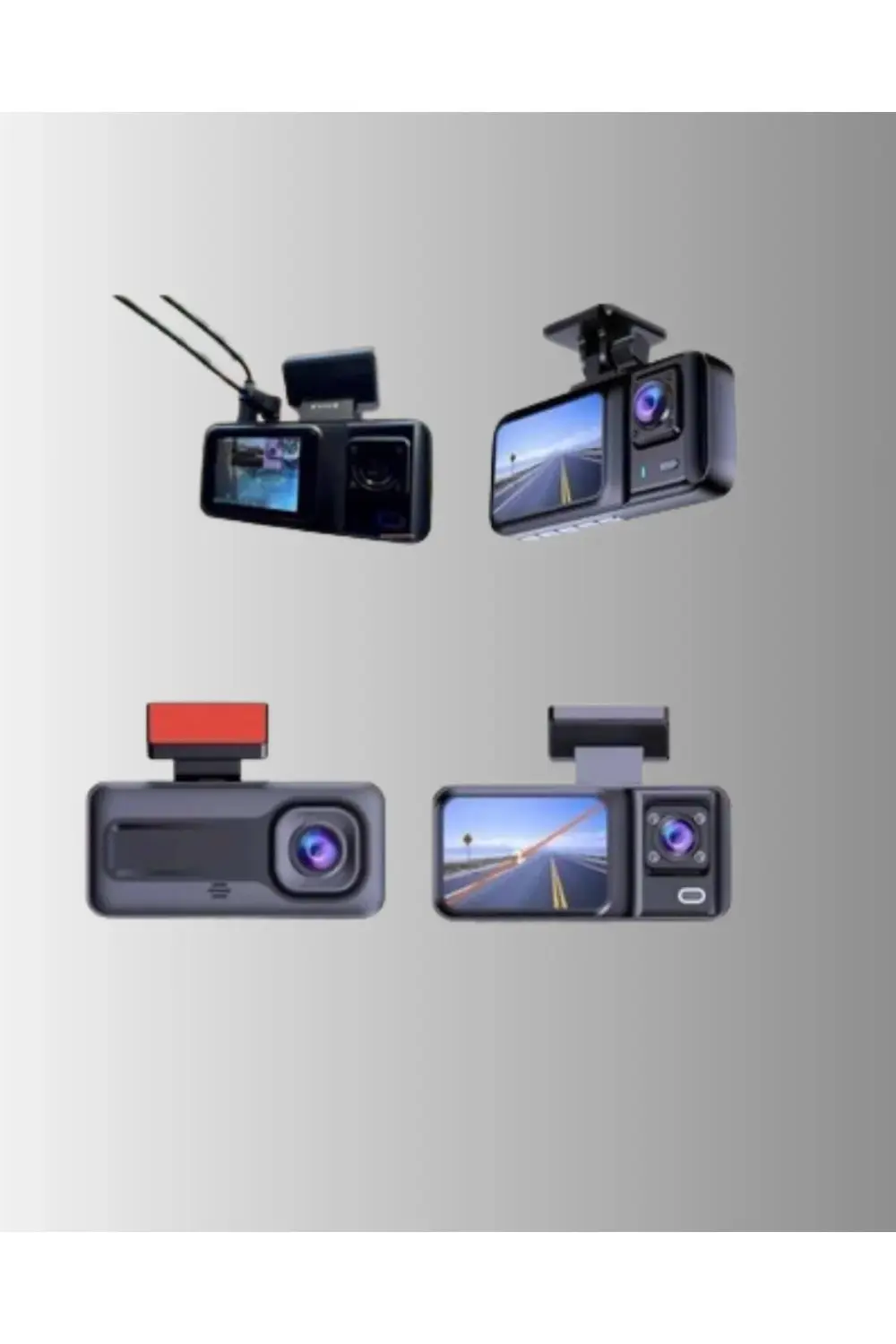 360° Kapsama Sahip Full HD Araç Kamerası 3’lü Kayıt Gece Görüşlü