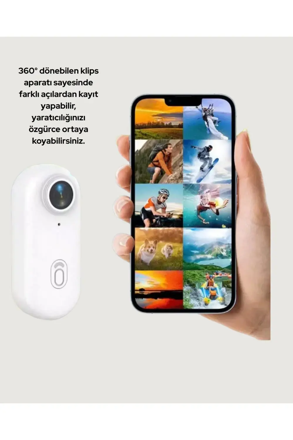 360° Klipsli Manyetik Spor Kamera Yüksek Çözünürlük