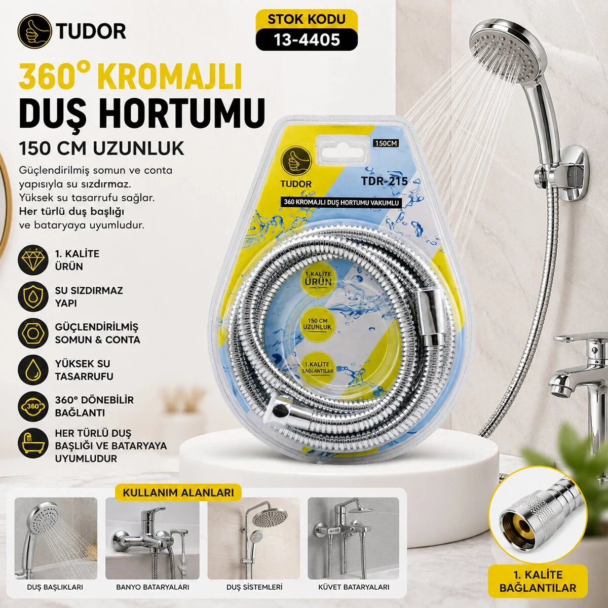 360° - Metal Duş Hortumu 150cm Vakumlu Ambalaj Bx40 Fiyatı, Yorumları ve Özellikleri