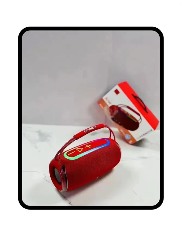 360 RGB LED'li Taşınabilir Bluetooth Hoparlör – Kırmızı USB/TF De