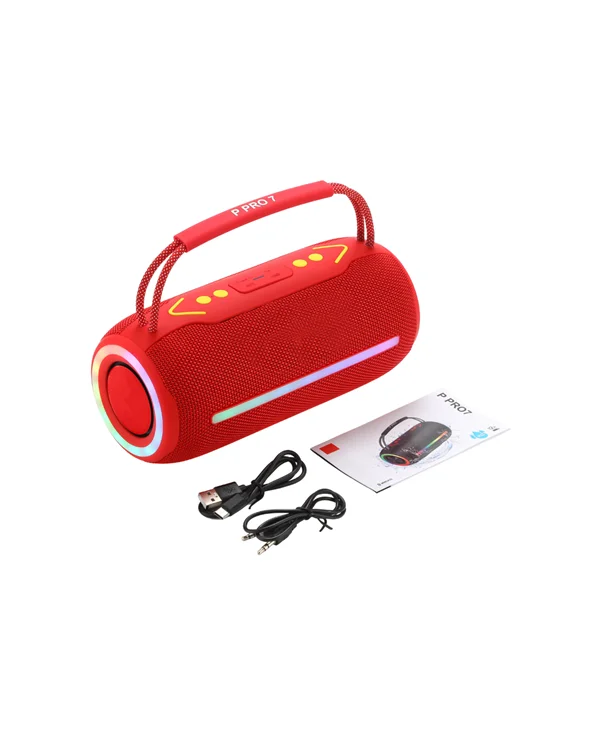 360 RGB LED'li Taşınabilir Bluetooth Hoparlör – Kırmızı, USB/TF Destekli 360 RGB LED'li Taşınabilir Bluetooth Hoparlör – Kırmızı, USB/TF Destekli