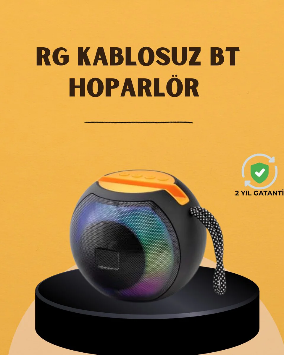 360° Stereo Surround Sesli Taşınabilir Hoparlör - Bluetooth 5.0, RGB Işık, 8 Saat Çalma