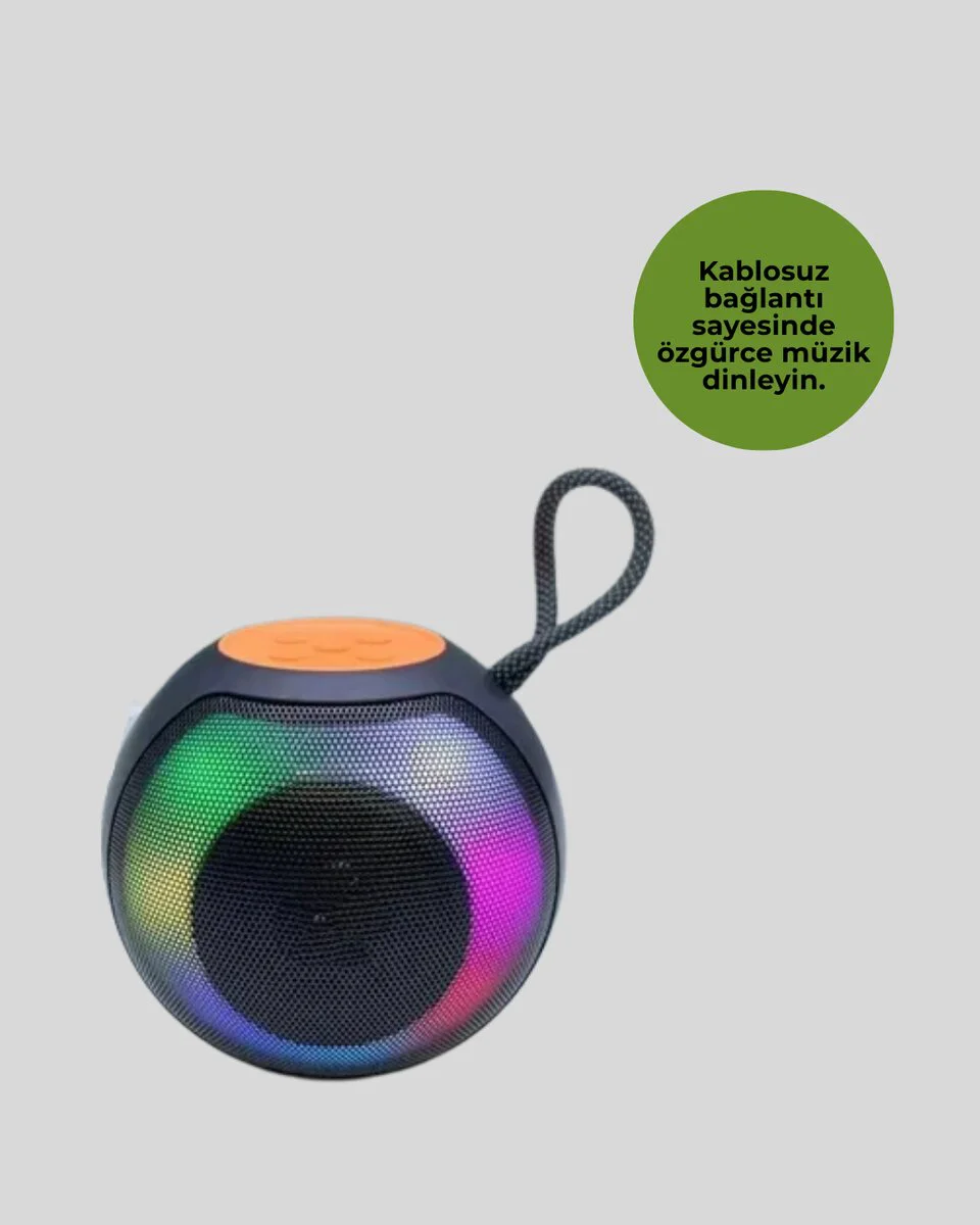 360° Stereo Surround Sesli Taşınabilir Hoparlör - Bluetooth 5.0, RGB Işık, 8 Saat Çalma