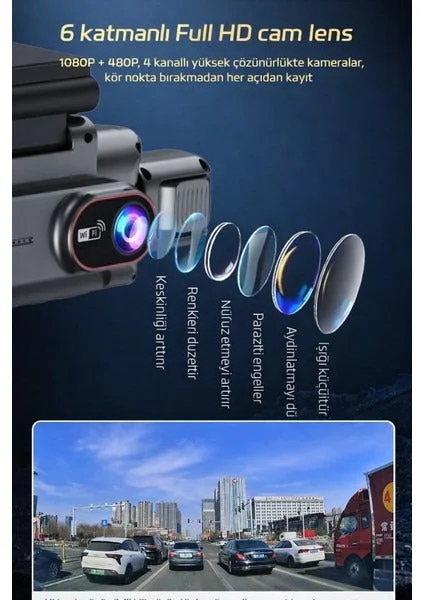 360 WiFi Quad Araç Kamerası – 4 Kamera ile Tam Koruma
