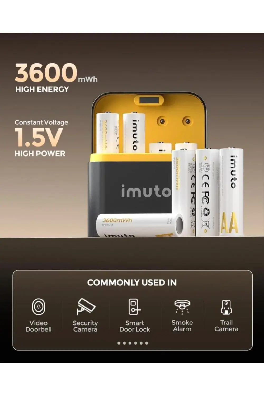 3600 mWh AA Lityum Şarjlı Pil Seti (8’li) + 8 Yuvalı Şarj Ünitesi