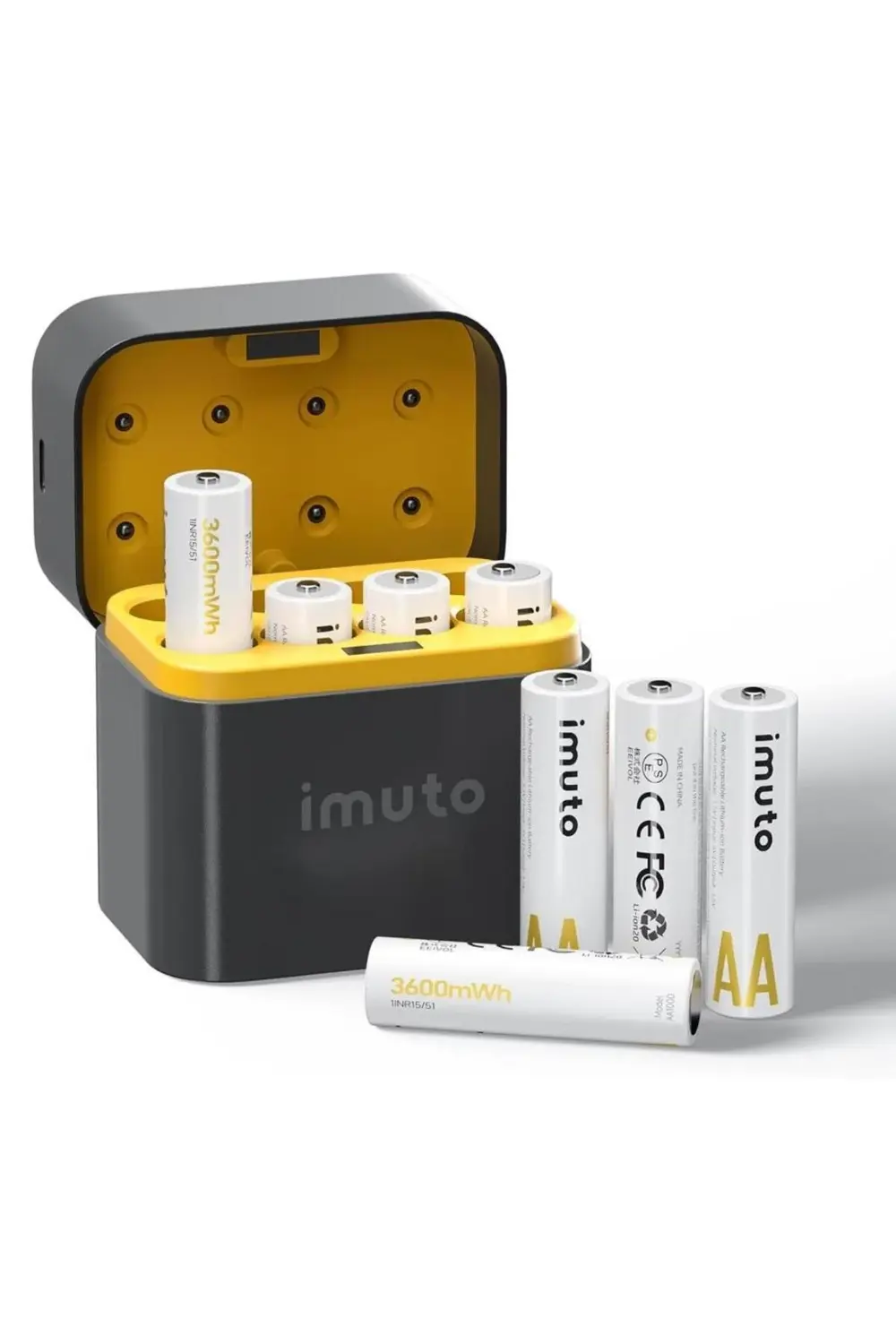 3600 mWh AA Lityum Şarjlı Pil Seti (8’li) + 8 Yuvalı Şarj Ünitesi