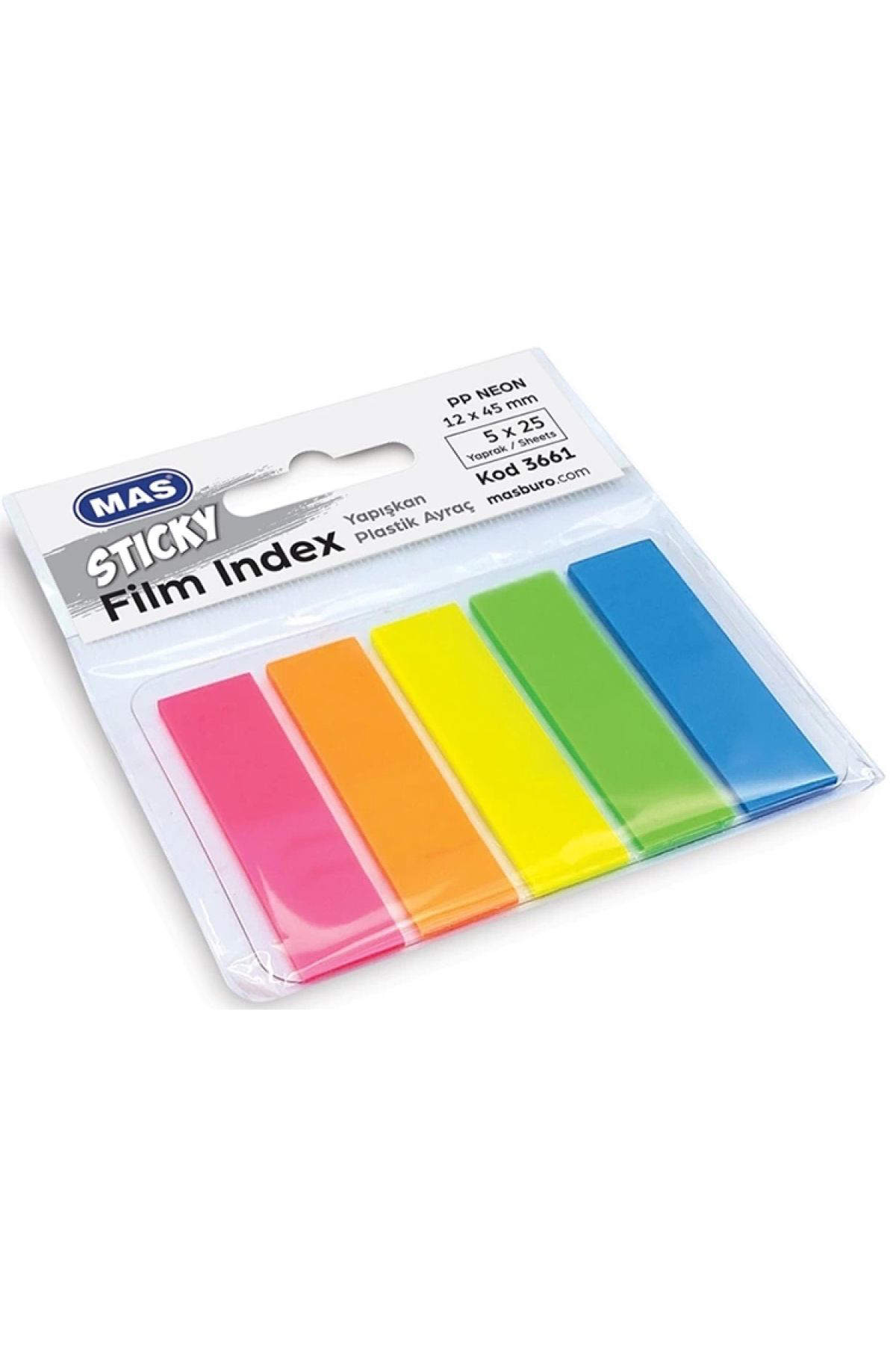 Mas 3661 Fılm İndex Yapışkanlı Pp. Ayraç Dörtgen 12X45mm. 25 Sayfa 5