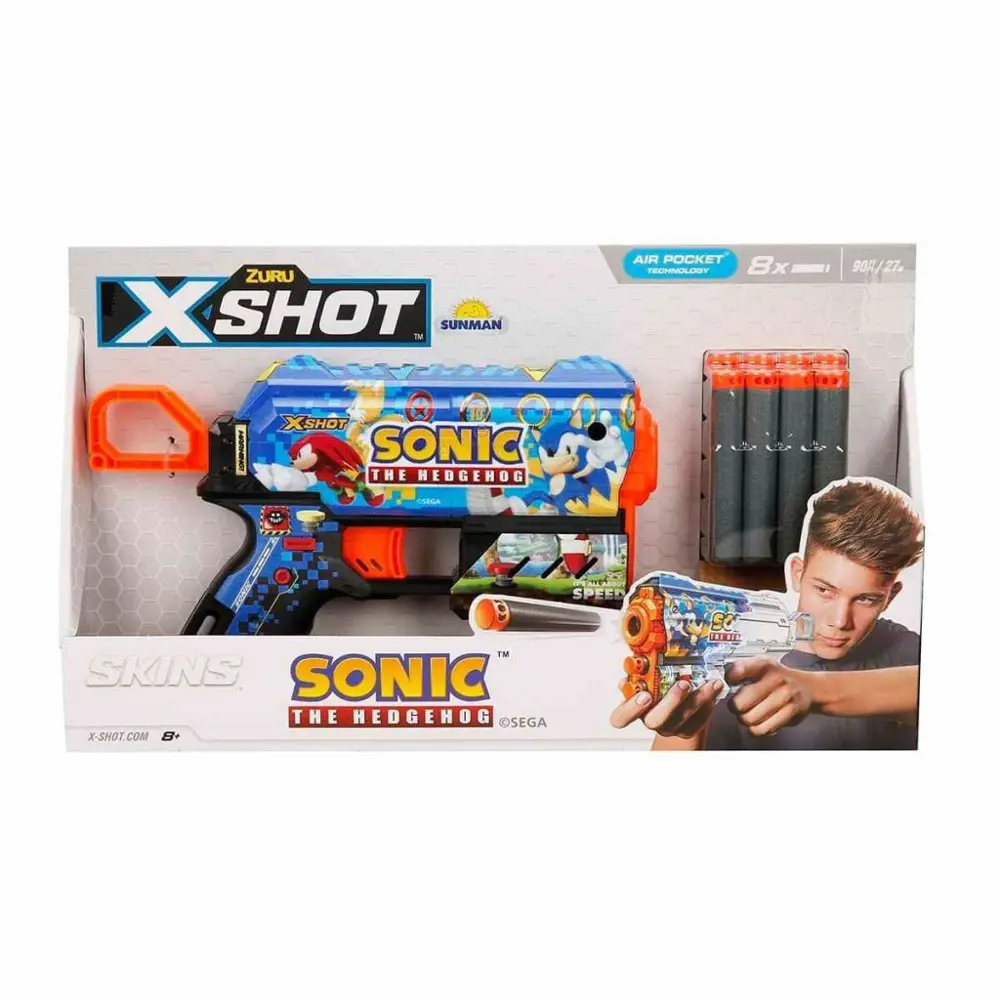 36648 X-Shot Skins Flux Sonic The Hedgehog 8 Mermili Sünger Dart 