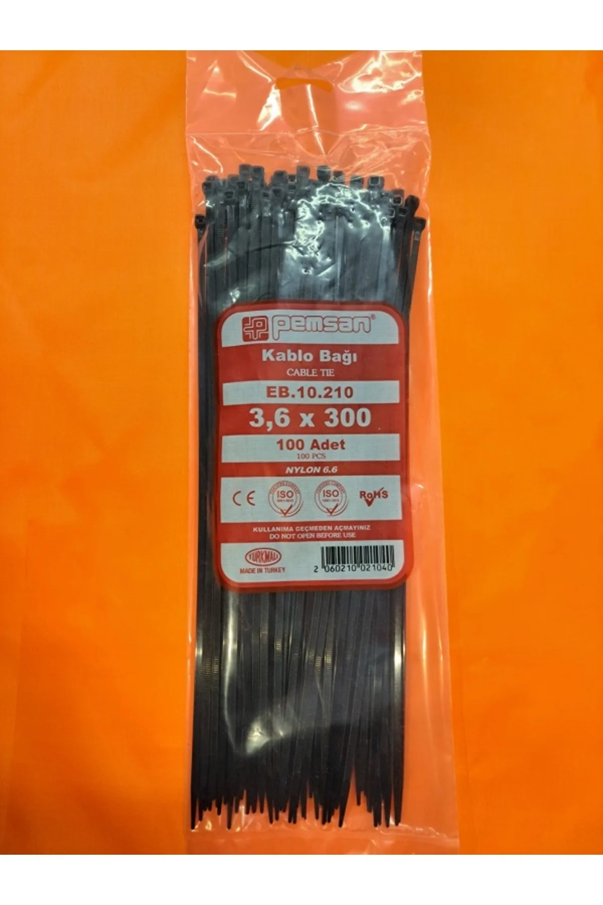 3.6X300 Plastik Cırt Kelepçe Kablo Bağı Siyah 100'Lu Paket - Görsel 2