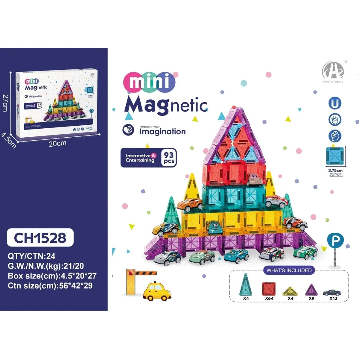 3.75CM Mini Magnetic Blok 93 Parça CH1528