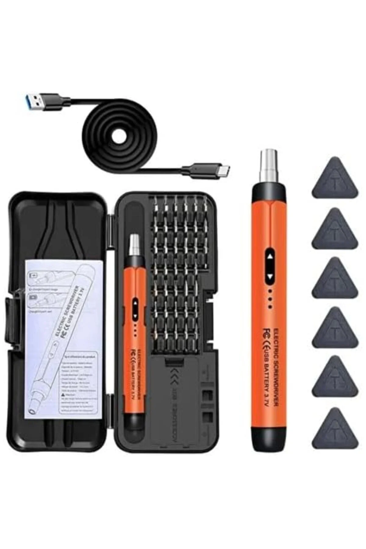 3.7V Şarjlı Mini Elektrikli Tornavida Seti 500mAh Type-C Manyetik Hassas Uçlu Vida Seti 38 Parç