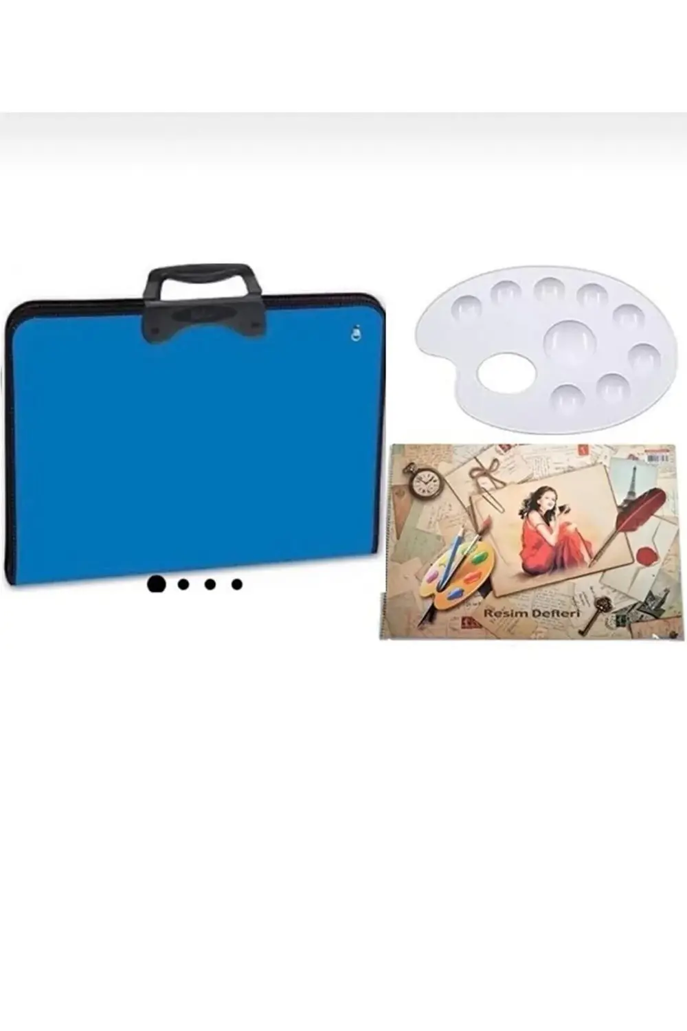 37x54 Cm Proje Resim Çantası Kampanyalı Mavi Palet Defter Hediyel