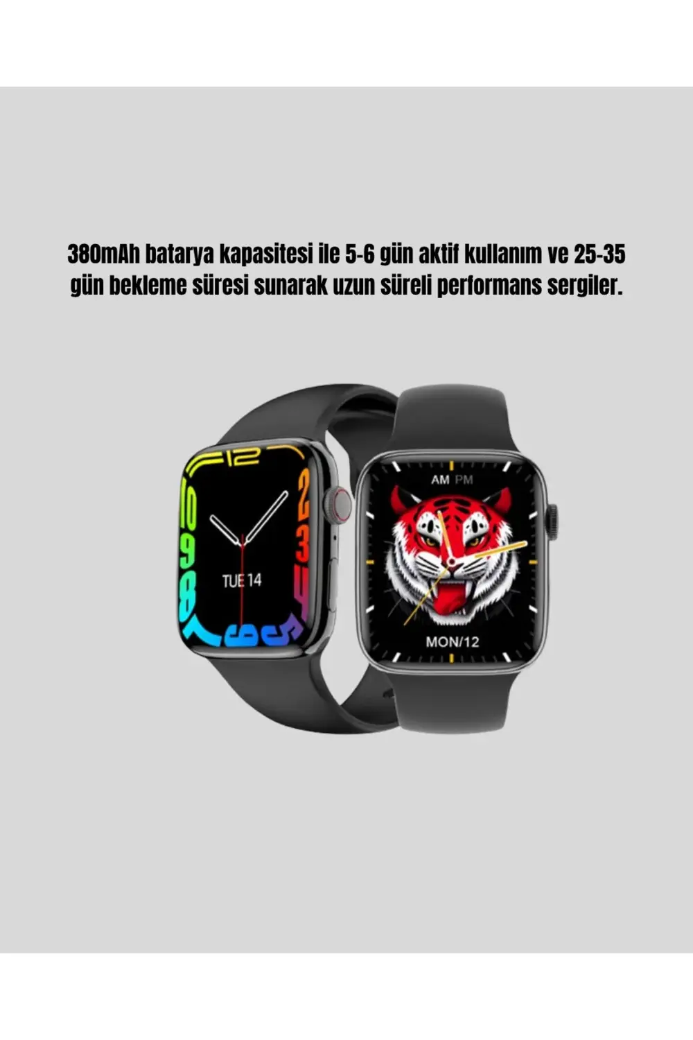 380mAh Bataryalı Akıllı Saat – Arama, Bildirim, AOD Ekran ve Uzun