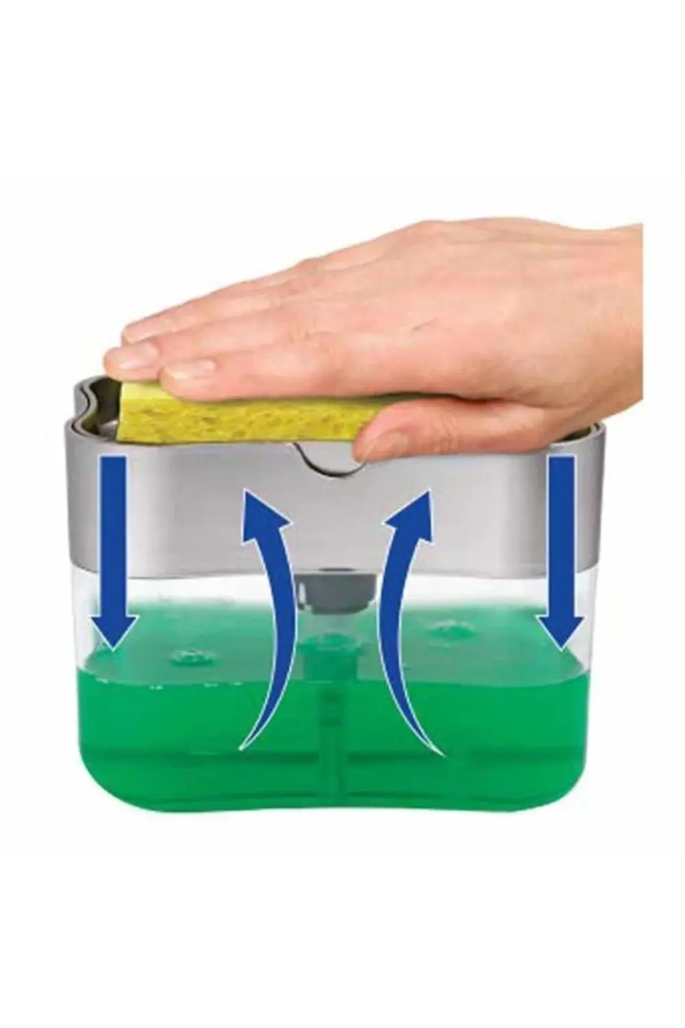 380ml Hazneli Sıvı Sabunluk Ve Bulaşık Süngeri Pratik Pompalı Det