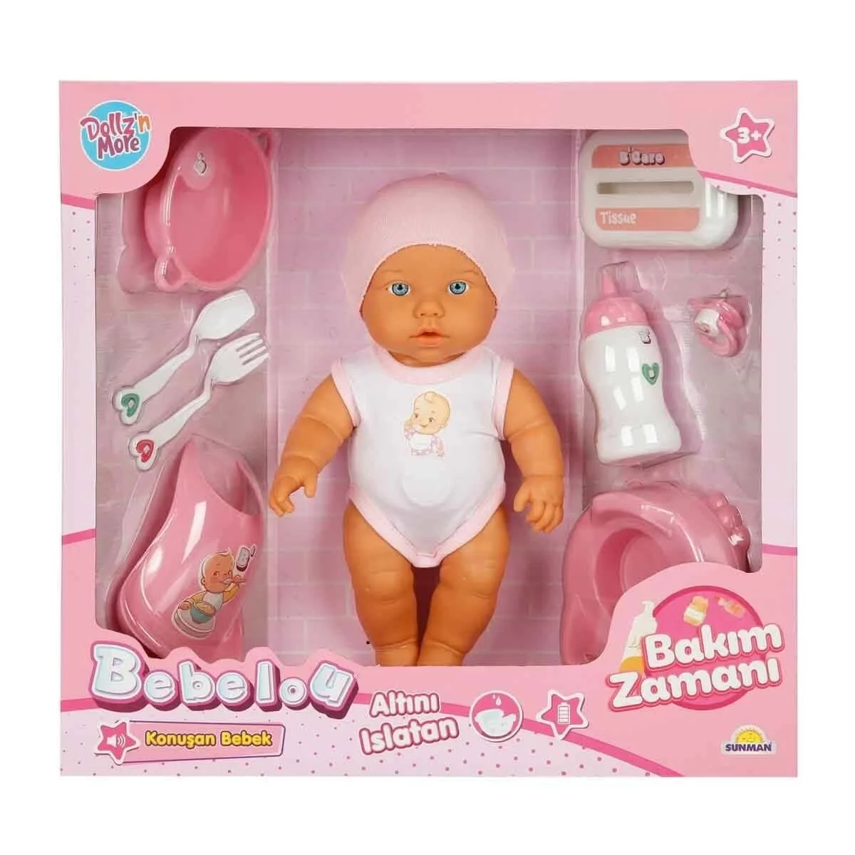 3823 Bebelou Bakım Zamanı Sesli Gülen Ağlayan Bebek 32 cm