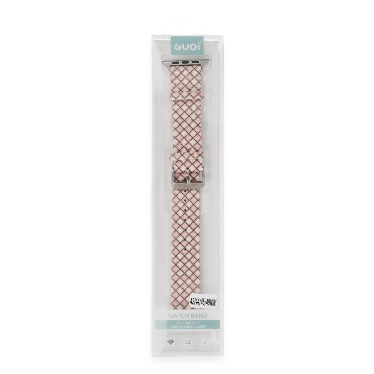 38mm Karo Motif Pembe Akıllı Saat Kordonu - Şıklığın ve Rahatlığın Mükemmel Buluşması