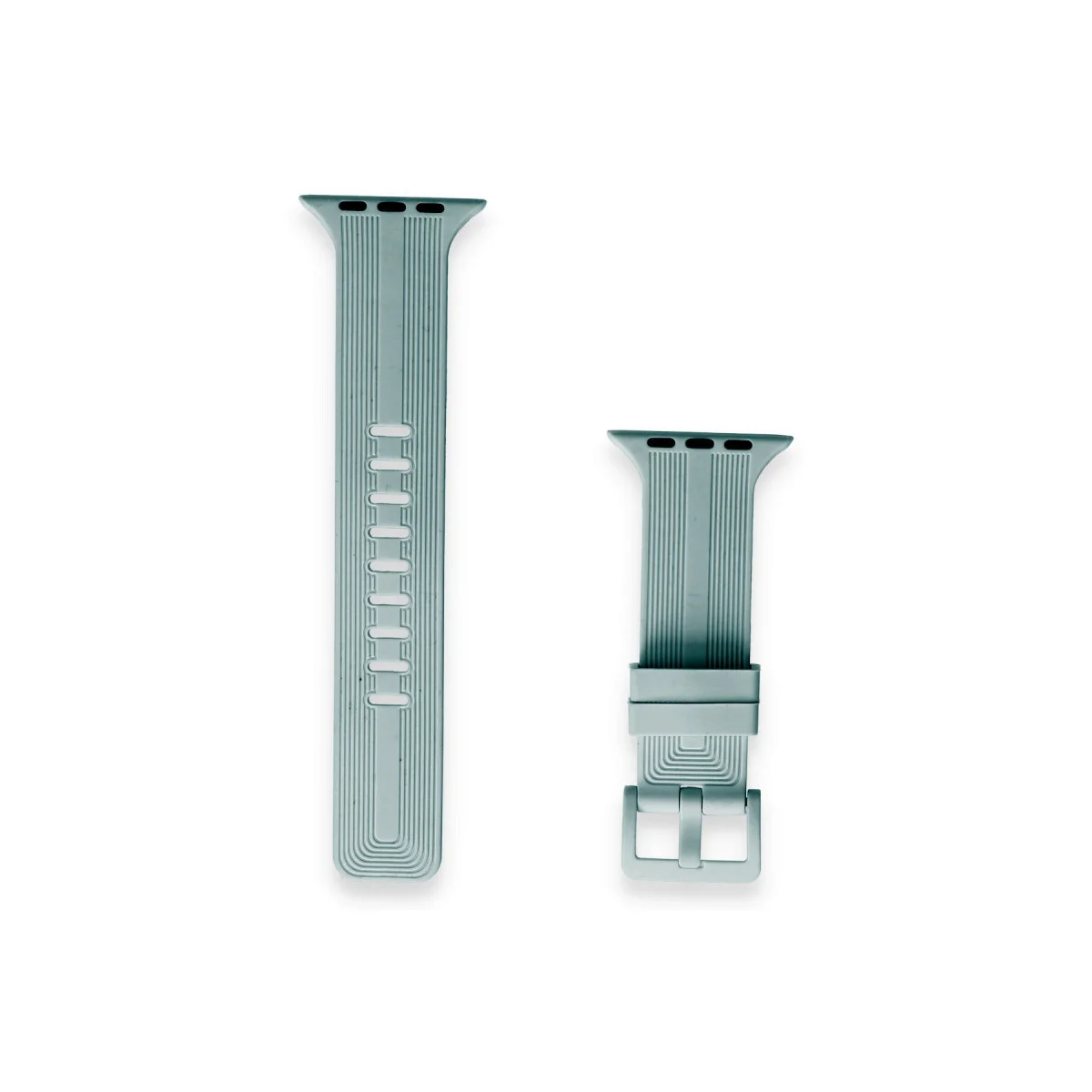 38mm KR408 Çizgili Silikon Kordon - Yeşil Spor ve Şık Saat Kolu