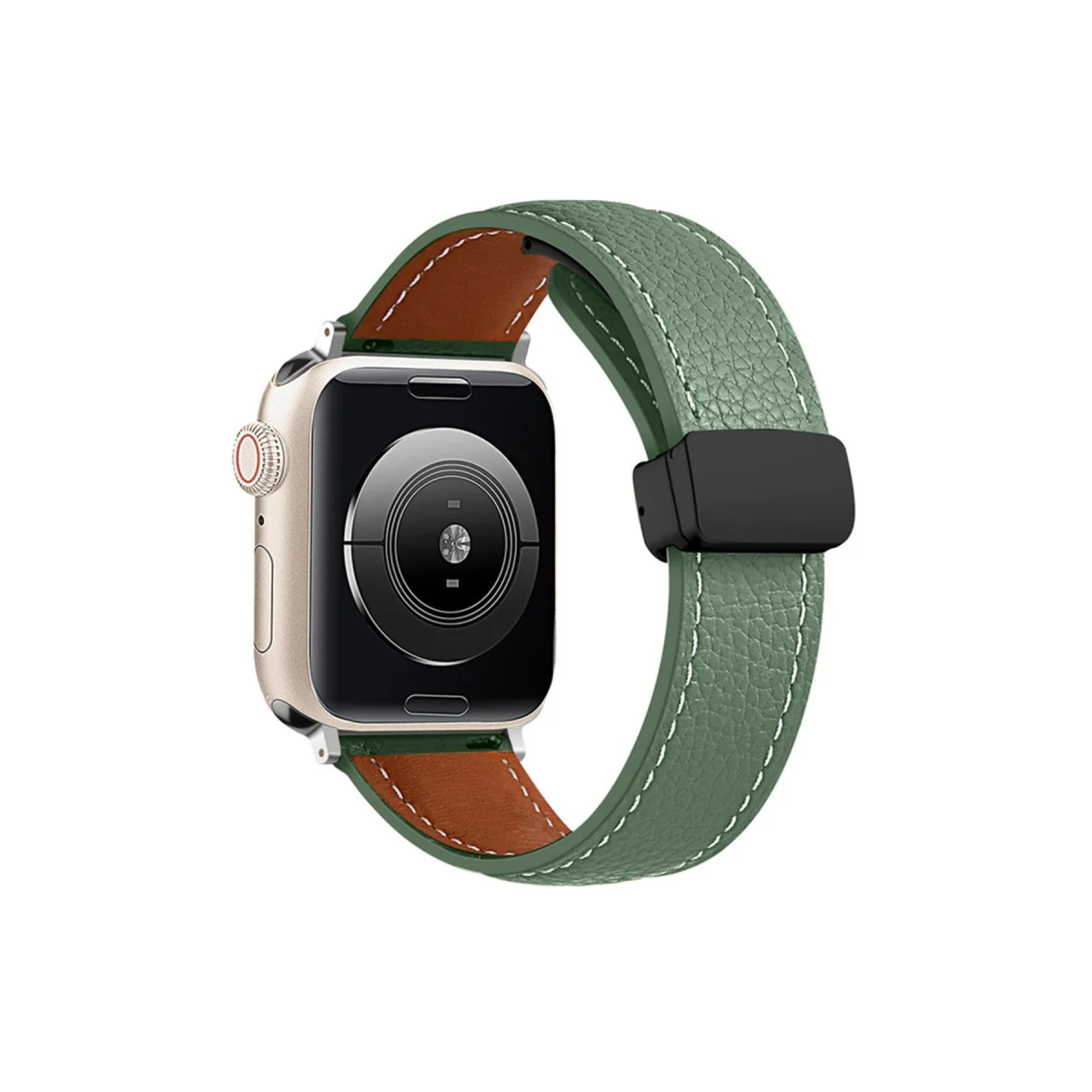 38mm KR414 Klasik Kol Saati - Koyu Yeşil Daks Deri Kordon