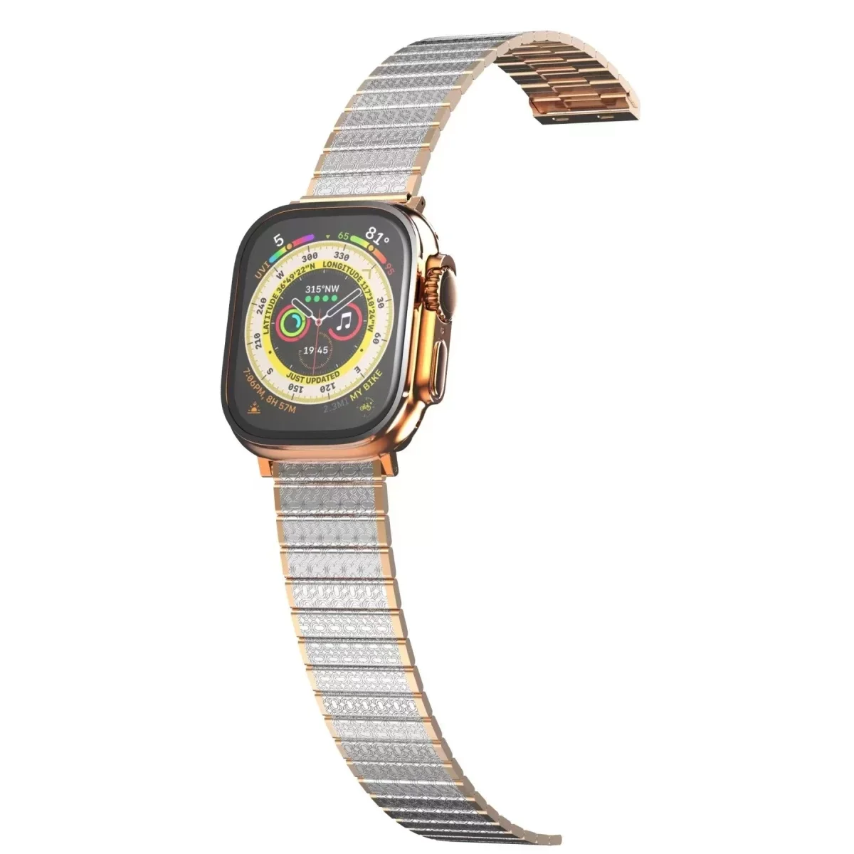 38mm Metal Kordonlu Saat - Gümüş-Rose Gold Şık Tasarım
