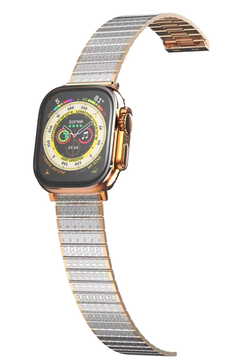 38mm Metal Kordonlu Saat - Gümüş-Rose Gold Şık Tasarım
