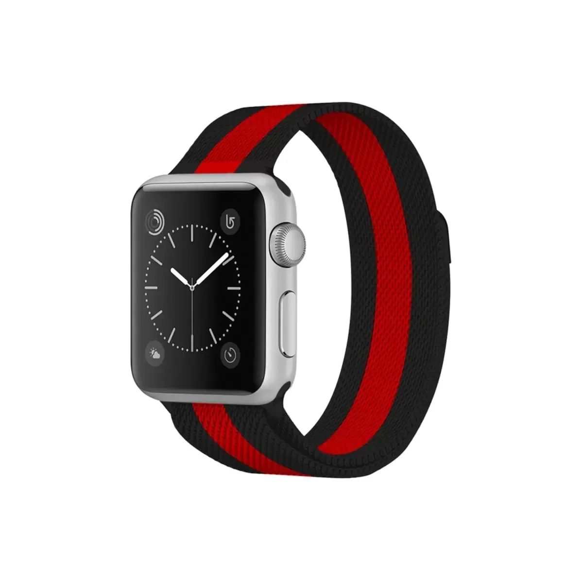 38mm Metal Mıknatıslı Kordon - Siyah Kırmızı Kol Saati Kayışı