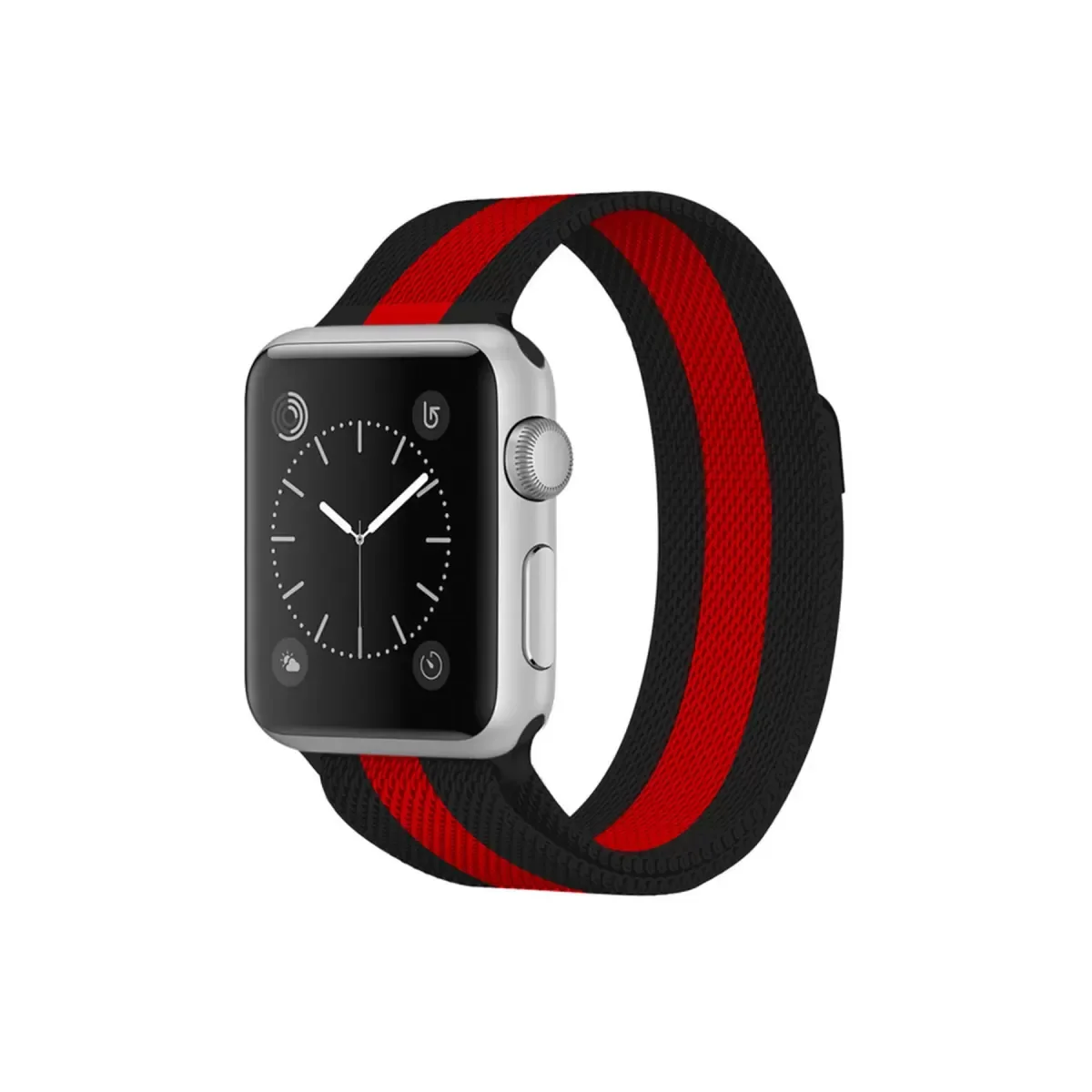 38mm Metal Mıknatıslı Kordon - Siyah Kırmızı Kol Saati Kayışı