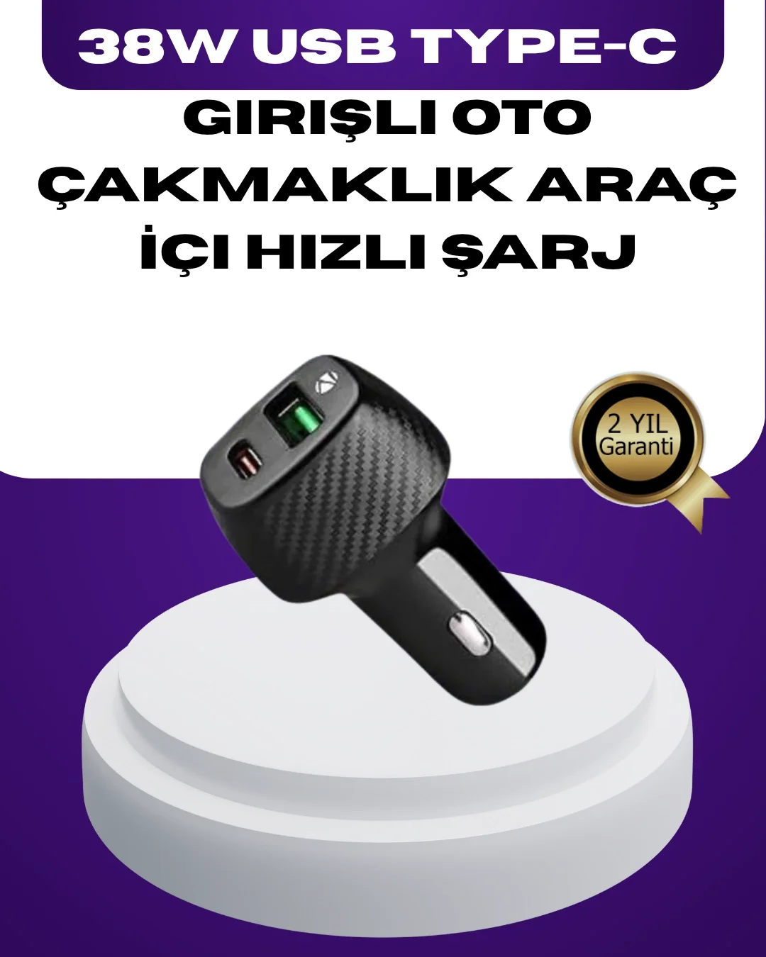 38W Çift Çıkışlı Araç Şarj Cihazı – Type-C ve USB PD Destekli Fiyatı, Yorumları ve Özellikleri
