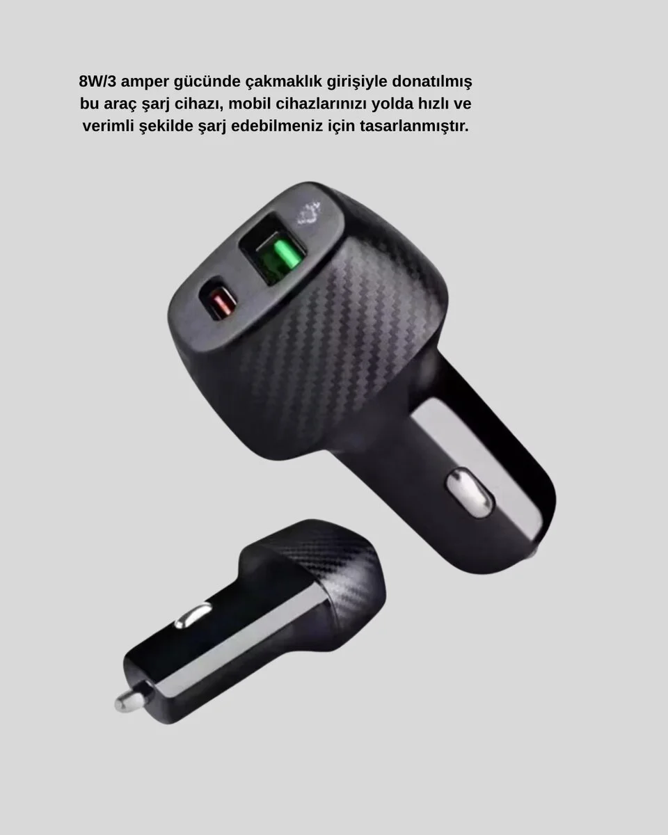 38W Hızlı Araç Şarj Cihazı Seti - Bluetooth AUX Adaptörü ve Çift Şarj Özelliği