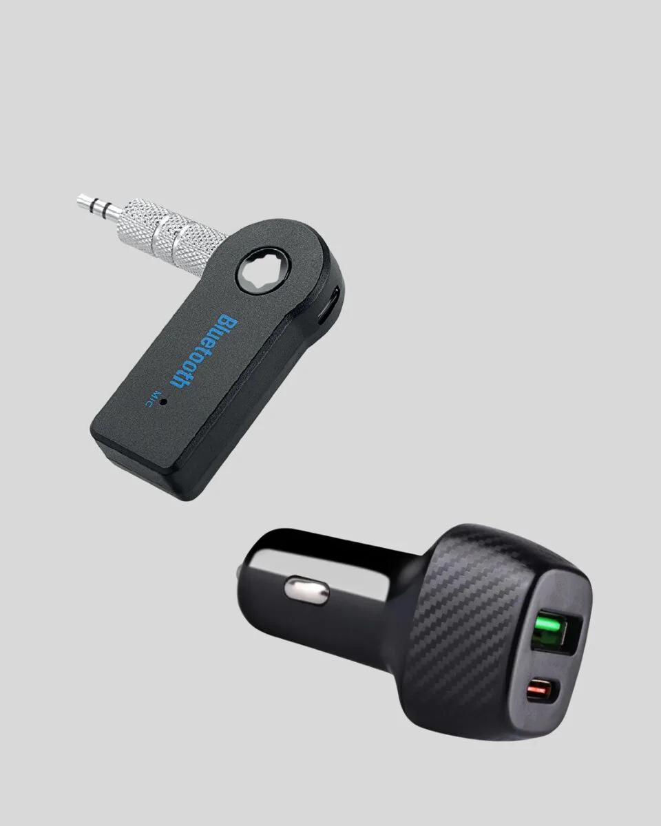 38W Hızlı Araç Şarj Cihazı Seti - Bluetooth AUX Adaptörü ve Çift Şarj Özelliği